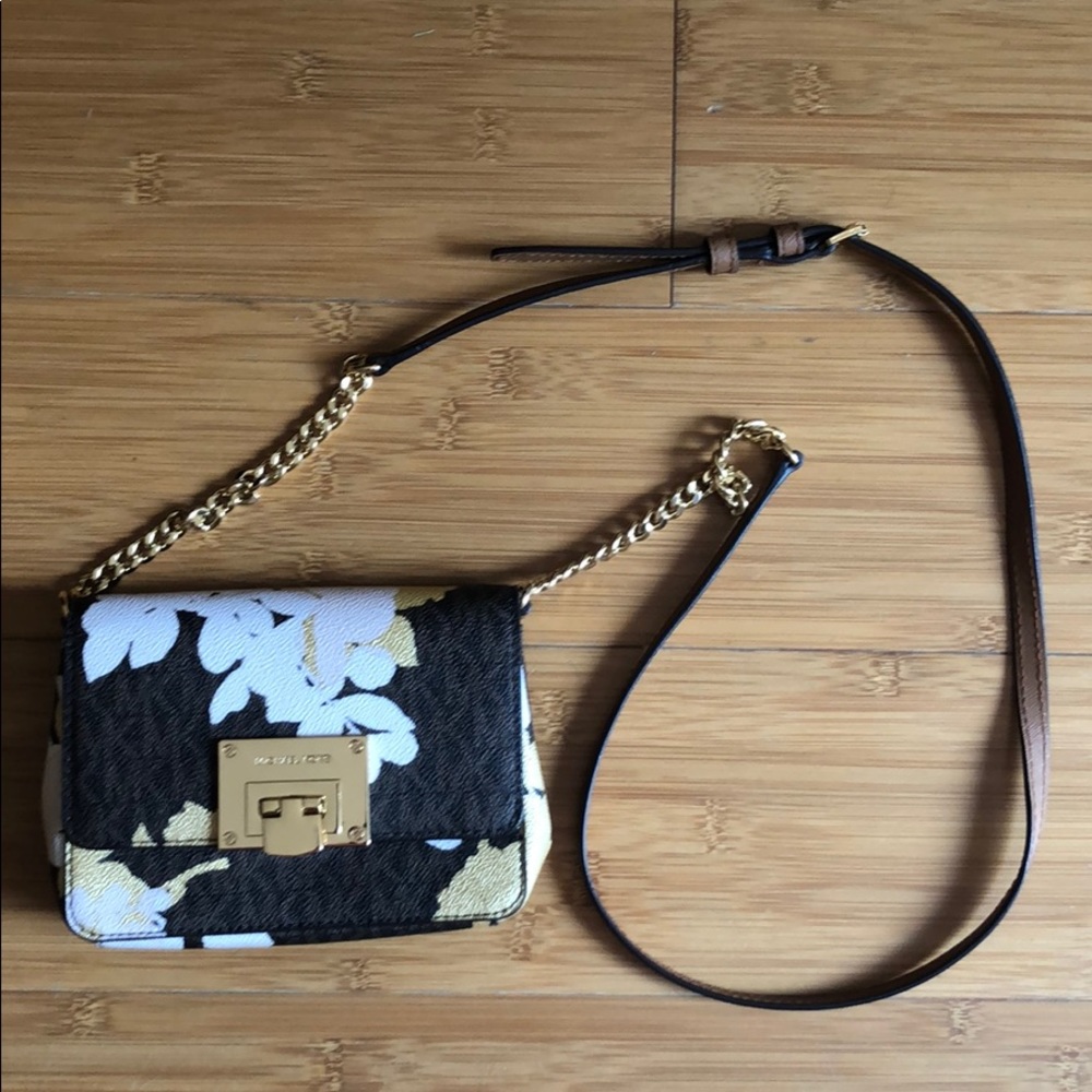 NWOT Michael Kors Tina brown floral cross body